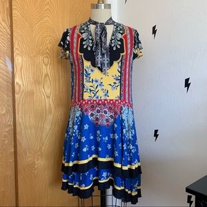 Alice + Olivia Tiered Floral Dress w Necktie